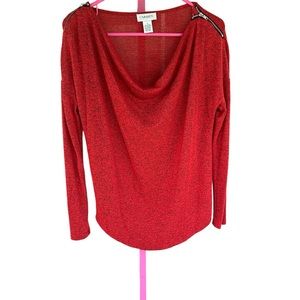 Carmen Marc Valvo Women’s Red Sweater Pull Over Lightweight Scoop Neck szSM